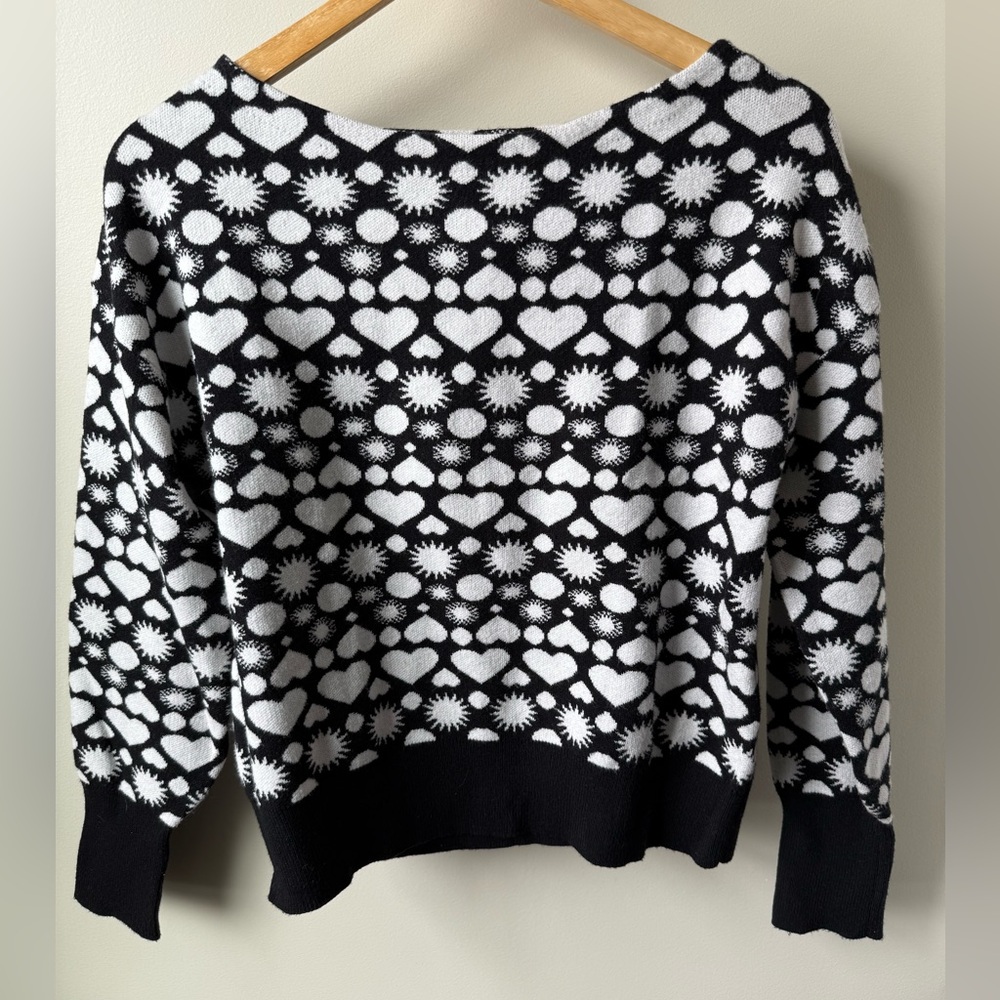 ANTHROPOLOGIE Maeve Heart Sun Celestial Sweater Whimsical Valentines Coquette XS